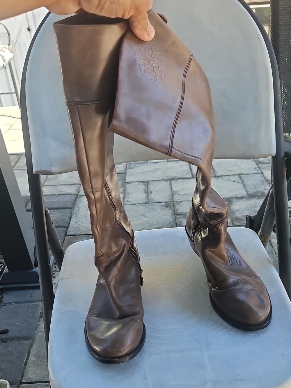 Etienne Aigner Dark Brown Over-the-Knee Leather Boots